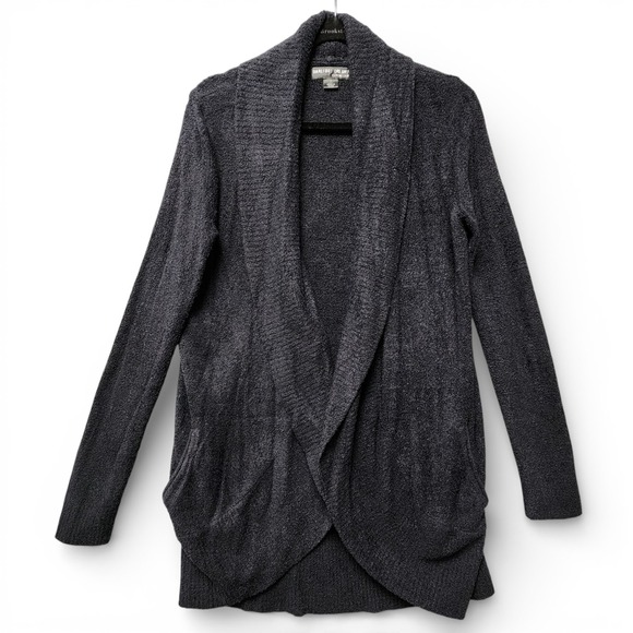 Barefoot Dreams Cozychic Lite Circle Cardi Womens Medium Black Cardigan Sweater - Picture 2 of 9